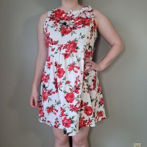 Vintage style pin up rose print floral dress 50s 2xl